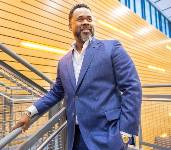 Shomari James in the Buffalo State Technology Building