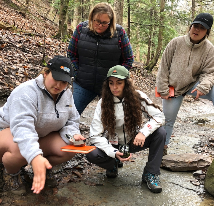 Students working in the field