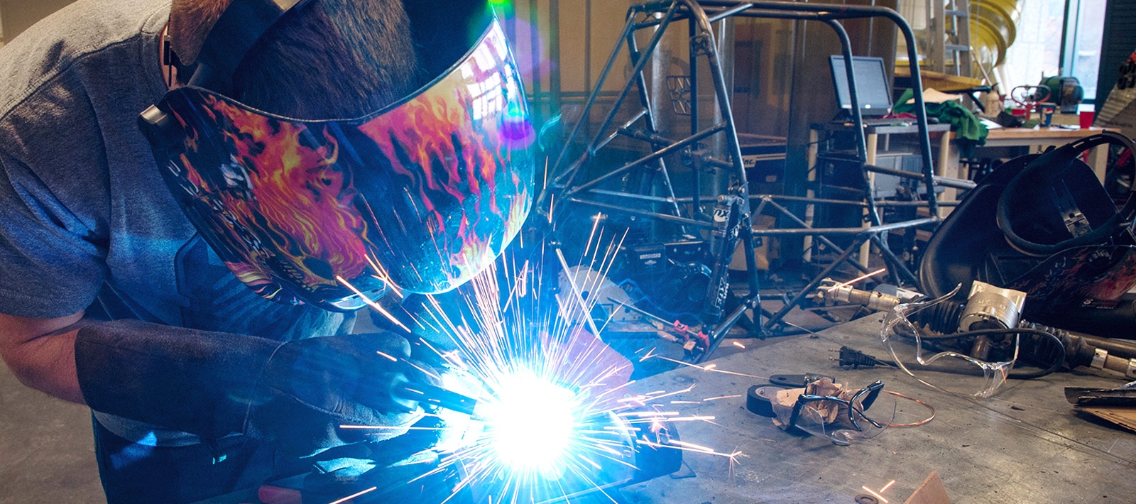 Student Welding in studio